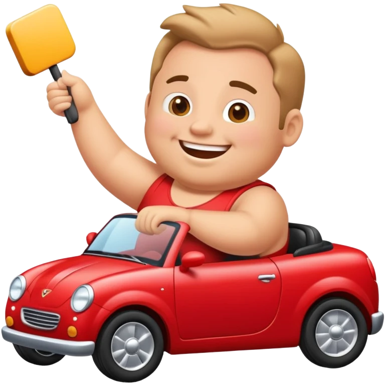 Fat man riding a tiny car emoji
