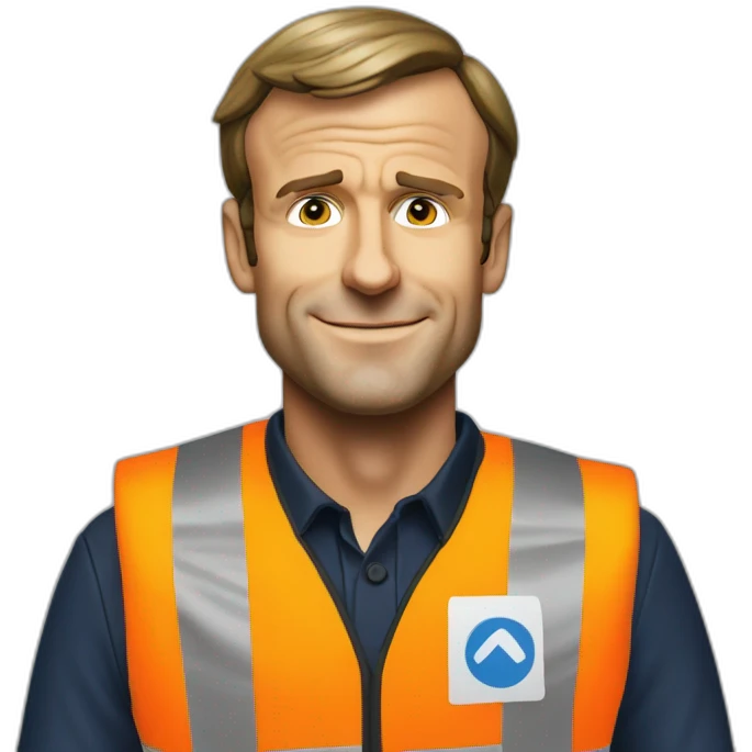 Emmanuel Macron wearing safety vest emoji