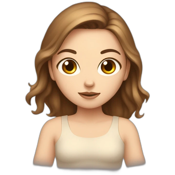 White girl brown hair sitting in malasana emoji