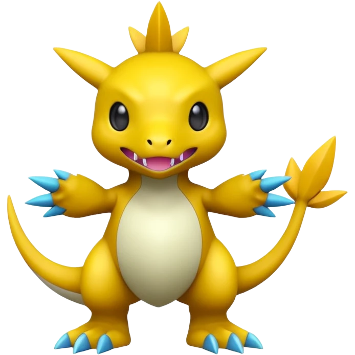 A 3D CGI model of a randomly-colored edgy kawaii Fakémon-Pokémon-Digimon-creature (full body) emoji