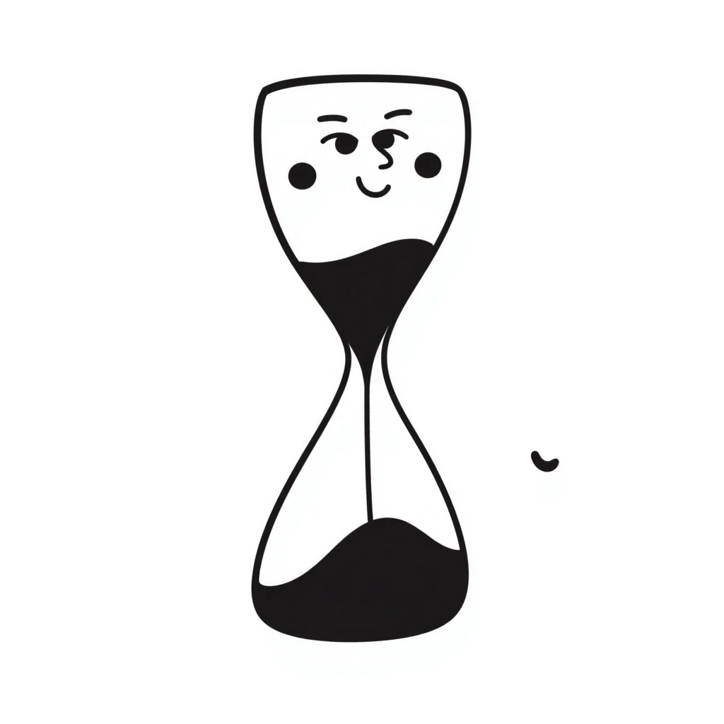 hourglass turning over, hand-drawn doodle style, playful lines, simple and expressive, minimal color, whimsical look emoji