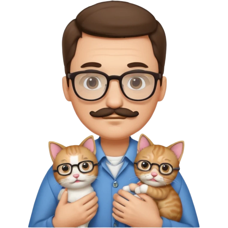 Glasses and mustach holding a kitten emoji