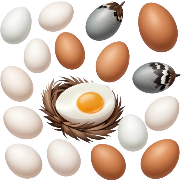 Birds next with white eggs emoji