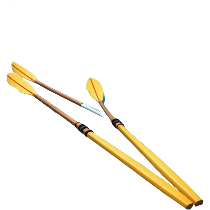 An icon showing a close-up of crossed oars, a sleek racing shell, and rippling water, symbolizing rowing. The design includes droplets in motion and a streamlined boat tip cutting through waves. Transparent background emphasizes strength, precision, and the spirit of competitive rowing emoji