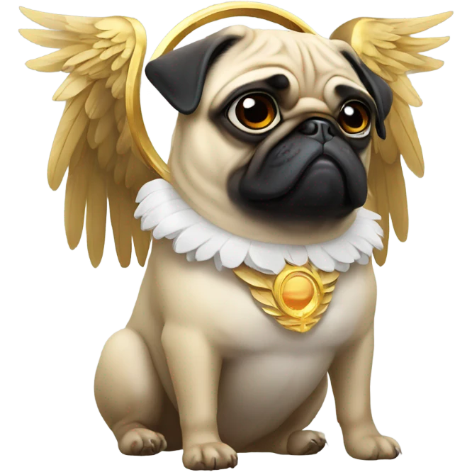 Pug with a halo and eagle wings emoji