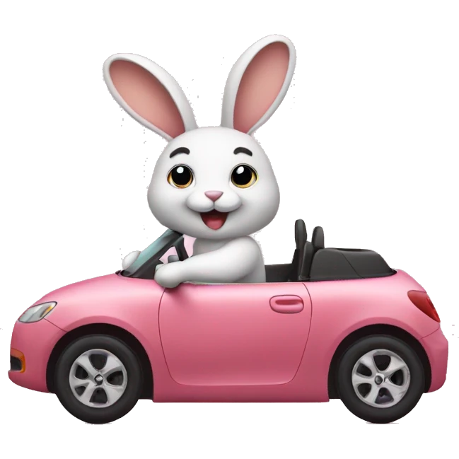 Rabbit driving car emoji