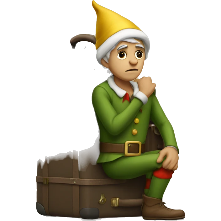 Sad Elf with suitcase emoji