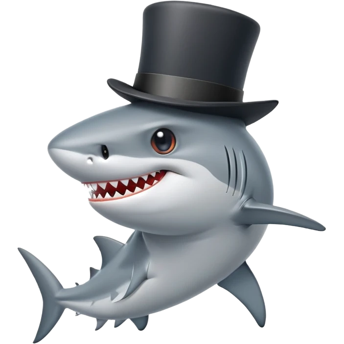 Shark with a top hat emoji