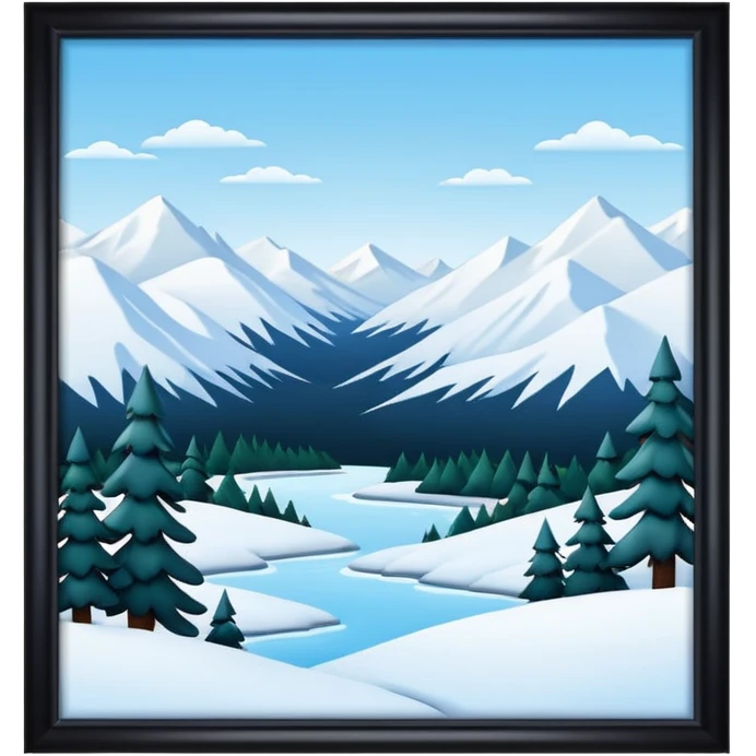 An Alaskan snowy winter back drop to be used in the style of "duck hunt" the bottom 30% needs to contain landscape and the top 70% needs to be blank space. More graphic detail in a 3D style. emoji