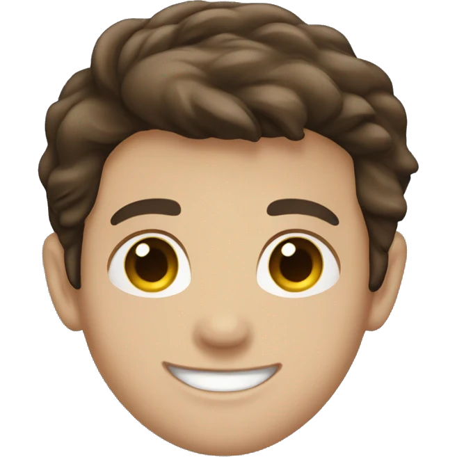Boy smile big easy brown hair and dark blue panama emoji