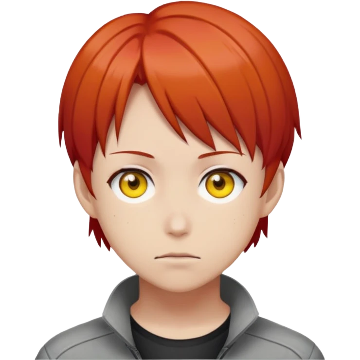 Makima from anime Chainsaw Man emoji style, short red hair, yellow eyes, calm facial expression emoji