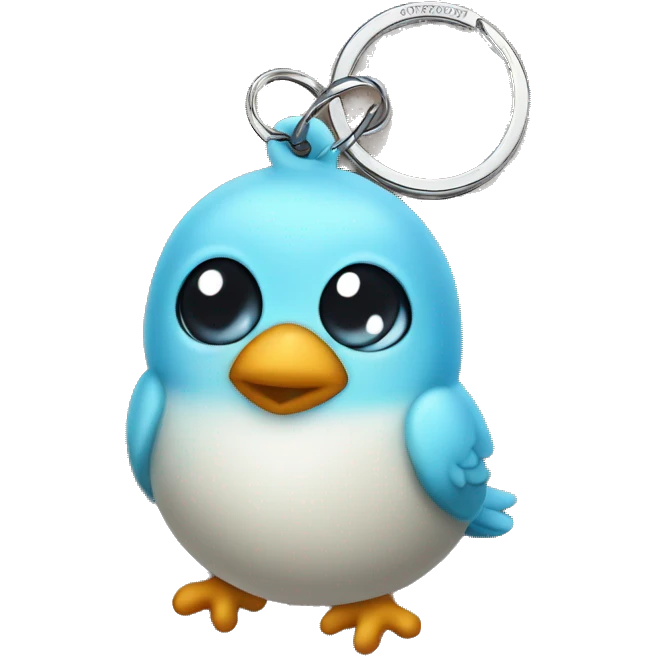 a keychain with a cute baby bird imprint on it  emoji