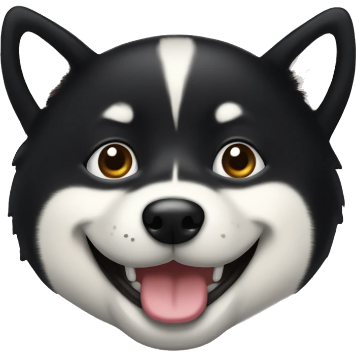black shiba inu face | grinning face with big eyes | mouth | open | smile emoji