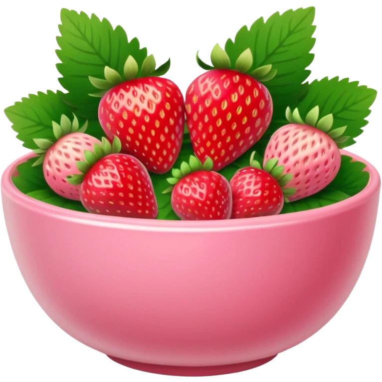 big ornate pastel pink bowl with fresh strawberries emoji