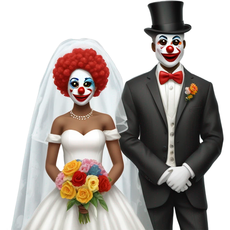 Clown groom with bride  emoji