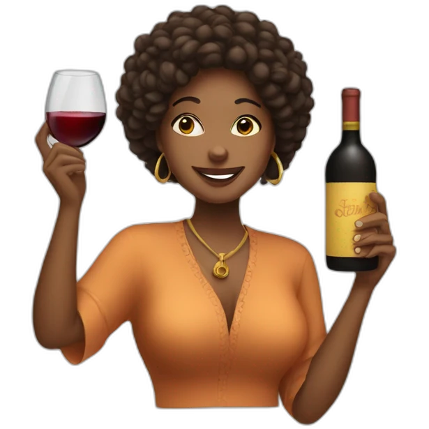 lady shaka with wine in hand emoji