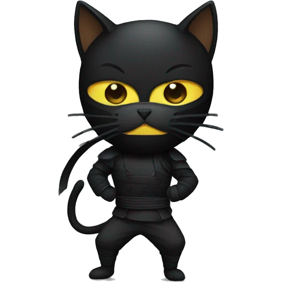 black ninja cat with mask emoji