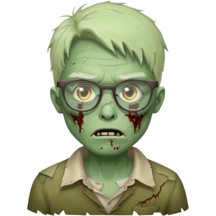 Zombie with big glasses more visible glasses, some difference between zombie and glasses, half body emoji