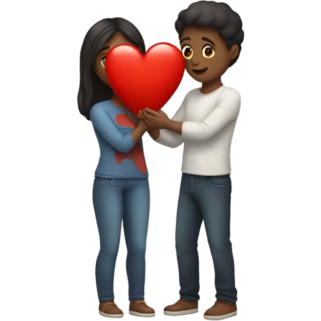 Lovers with heart red in hands emoji
