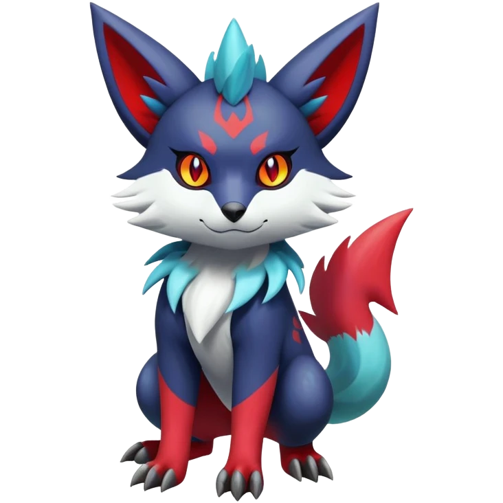 Shiny Exotic Badass Colorful Ethereal Royal Mysterious Gothic Zangoose-Zorua-Litten-Pokémon-Fakémon-hybrid-creature (full body) with colorful pattern-markings emoji