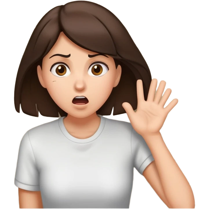 Sideways emoji A brunette hitting her head on a wall emoji