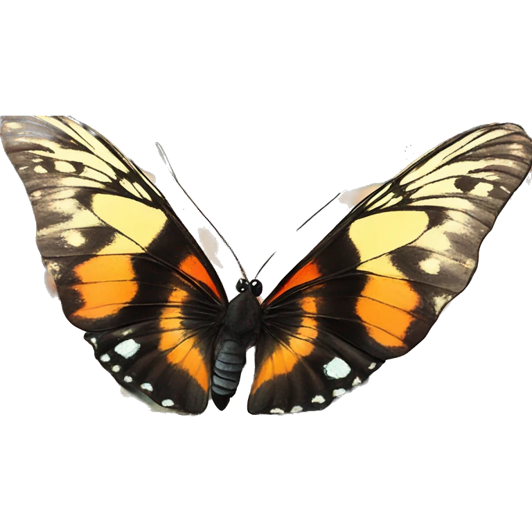beautiful butterfly sitting on the cat’s nose emoji