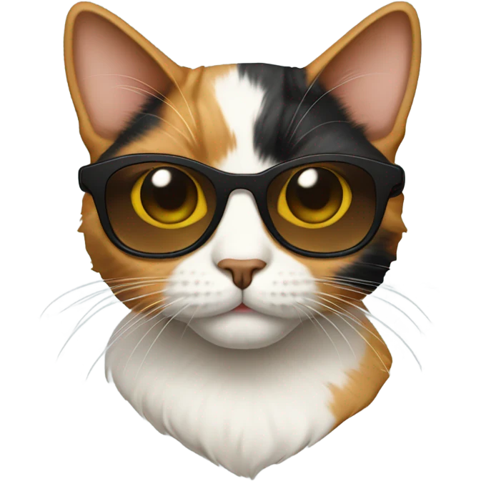 Calico cat with sunglasses emoji