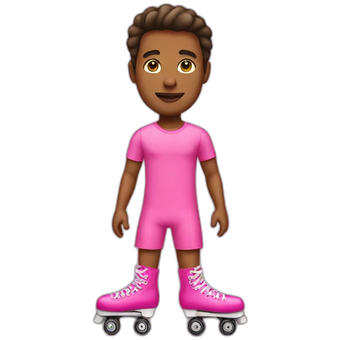 A man wearing a pink mini dress and rollerskates emoji