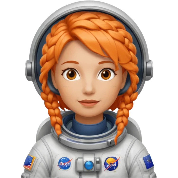 Astronauts, Middle-age, female, orange braided hair emoji