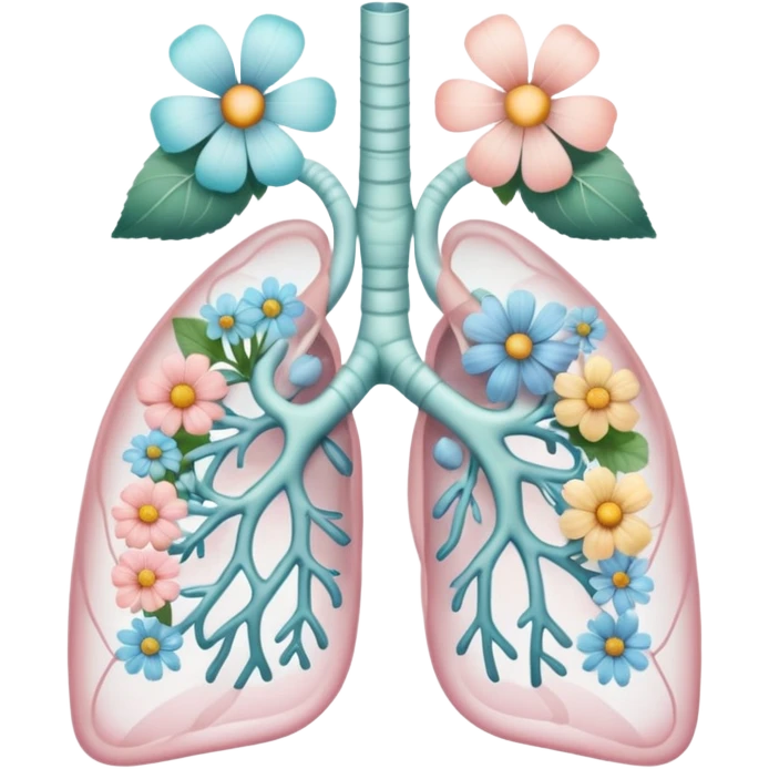 Pastel transparent anatomy lungs and flowers emoji