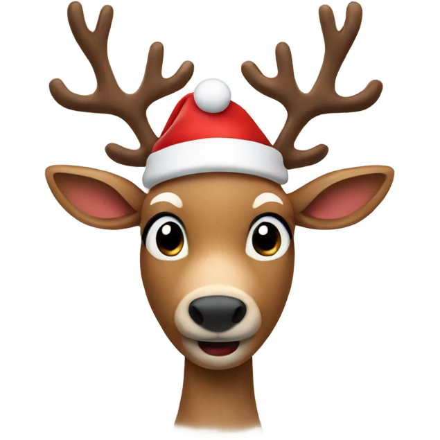 Reindeer wearing a santa hat emoji