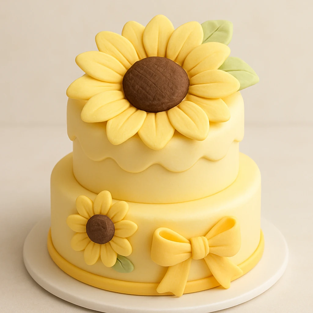 yellow flower in fondant cake art style emoji