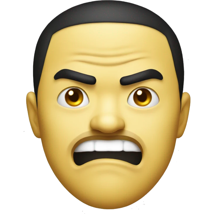Classic yellow emoji face making a disgusted face like the yao ming rage meme face from 2010 emoji