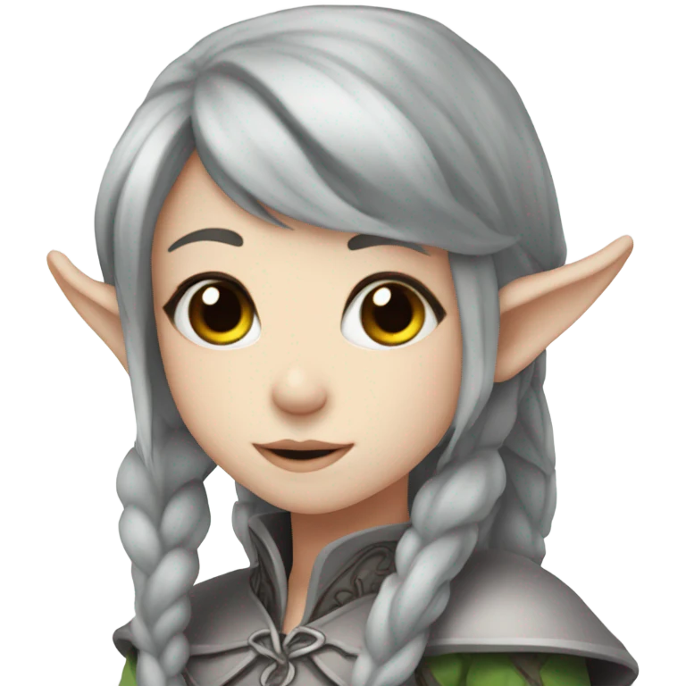 Pretty anime elf girl, grey skin emoji