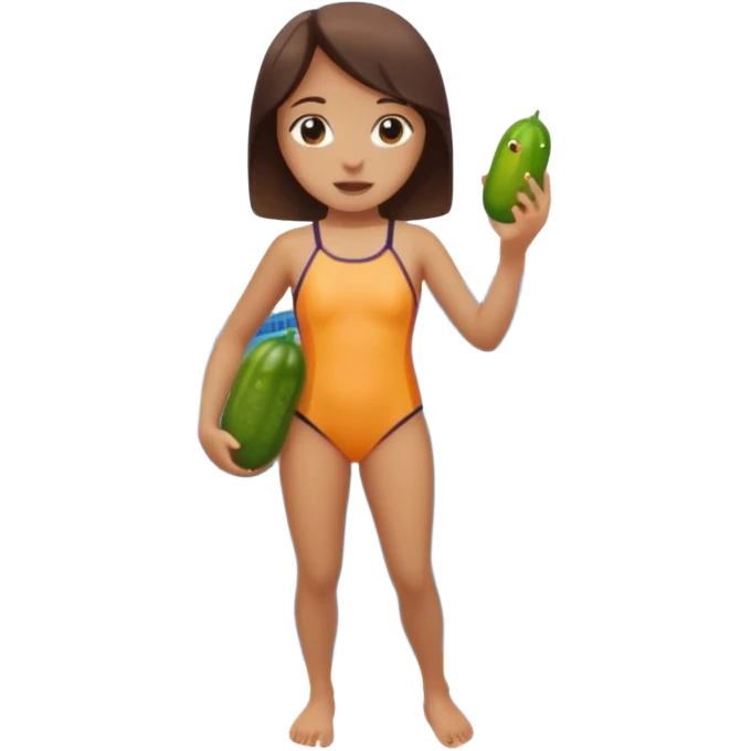Girl pickle beside swimming pool emoji