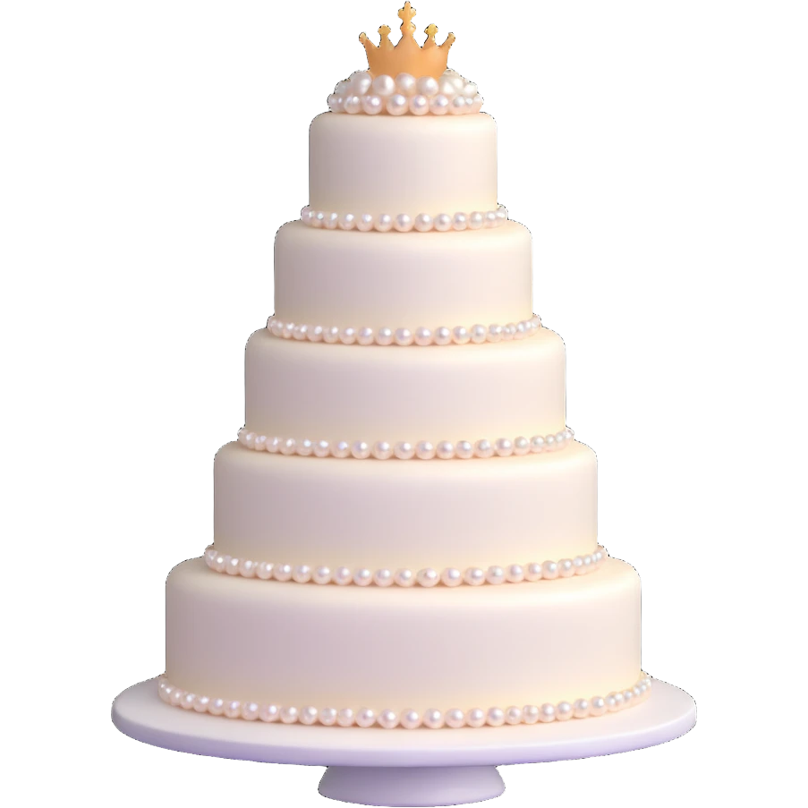 three-tier light pink wedding cake with pearl embellishments emoji