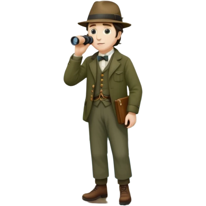 henry David thoreau full body birdwatching with binoculars emoji