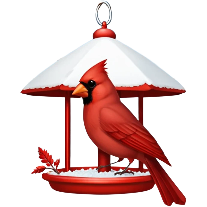 cardinal at bird feeder snowy emoji