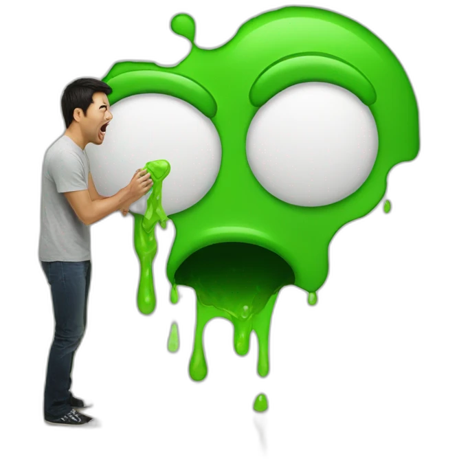 Guy spits on wall green goo emoji
