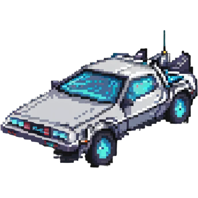 DeLorean car with time circuits emoji