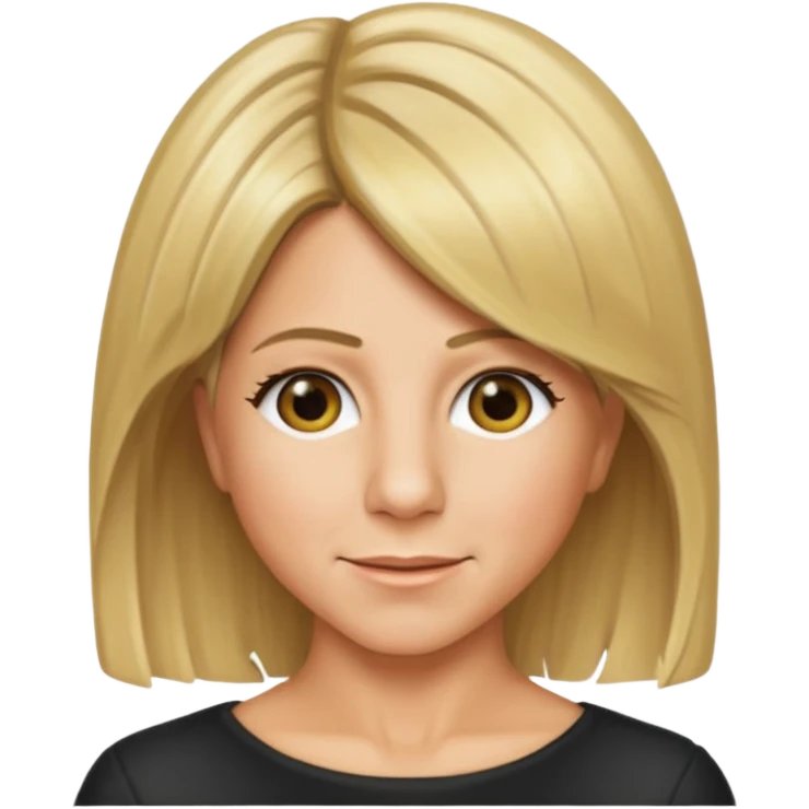 Jennifer Aniston as an emoji, with iconic 'Rachel' haircut, blonde hair emoji
