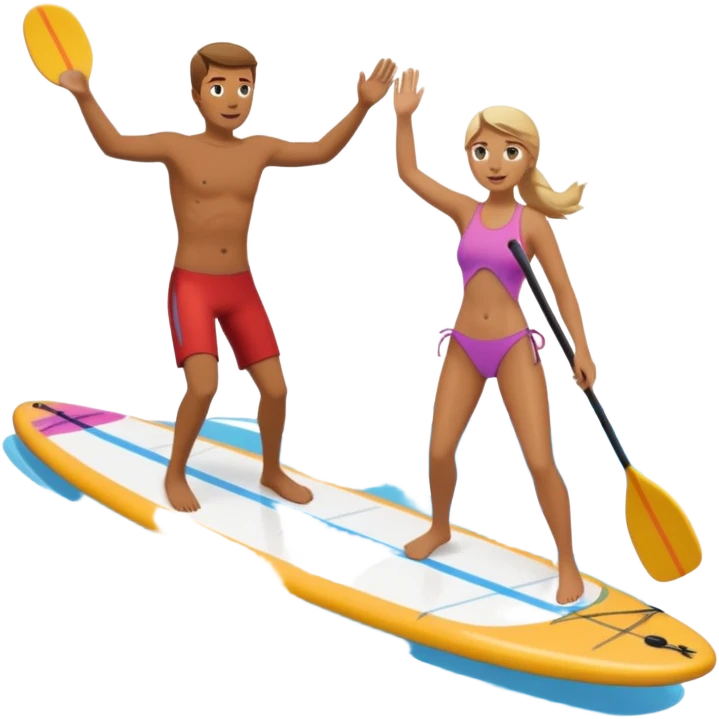 Two people falling off a paddleboard emoji