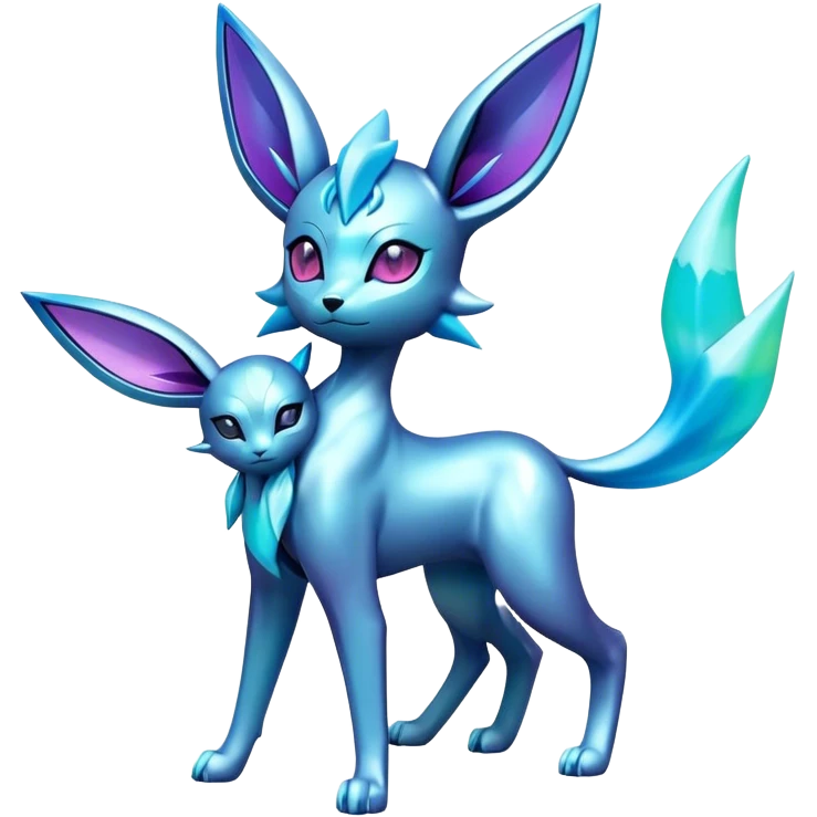 Shiny futuristic Glaceon-Espeon-Sylveon-Umbreon-hybrid, full body emoji