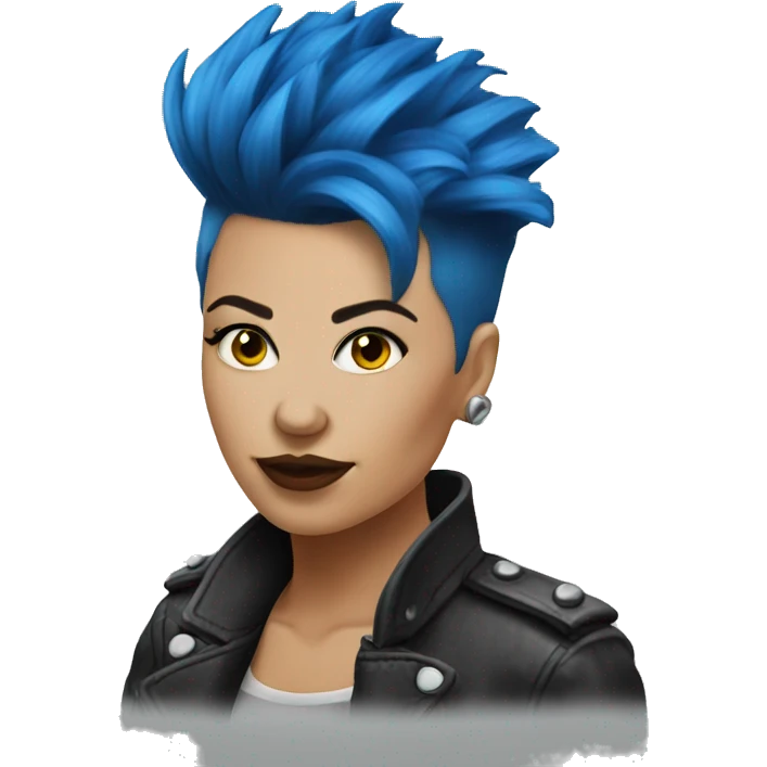 short blue  punk hairstyle lady emoji