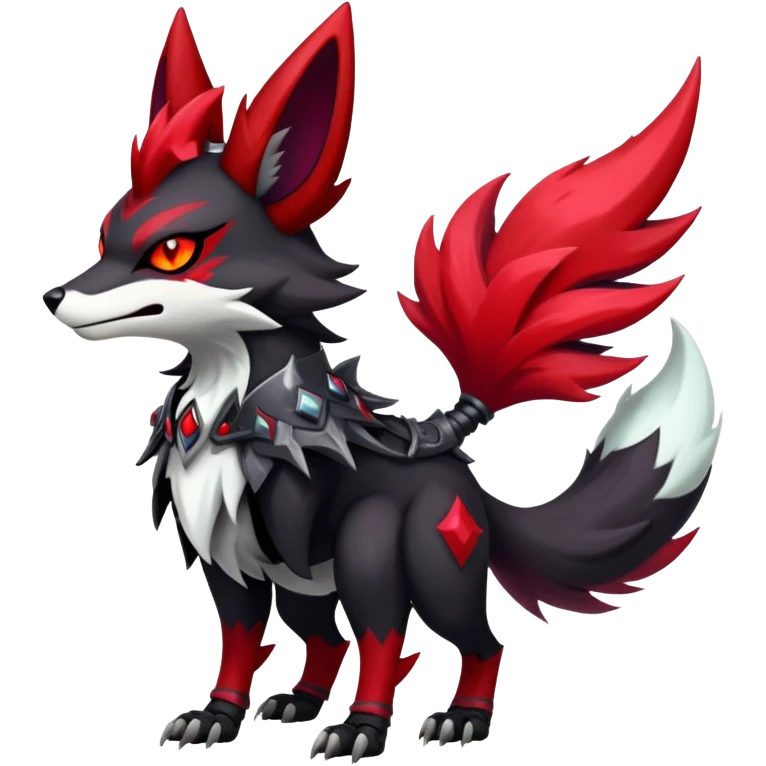 Shiny Exotic Gothic Badass Anthropomorphic Delphox-Zoroark-Zangoose-hybrid-creature emoji