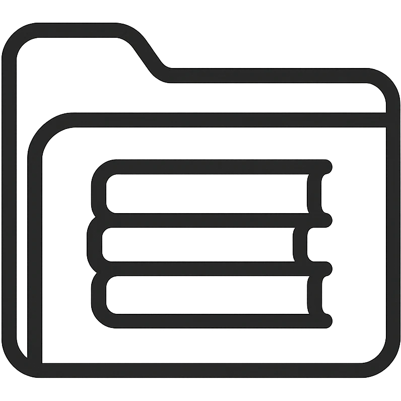 simple modern folder icon for 'school', no gradient, symbol of a stack of books, clear lines, neutral colors emoji