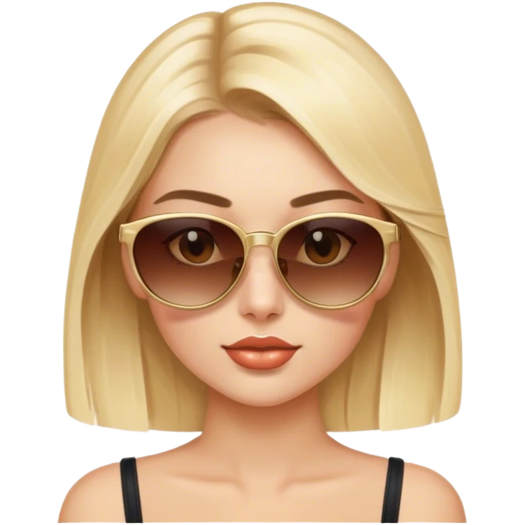 Luxury blonde model, brown eyes, sunglasses on head emoji