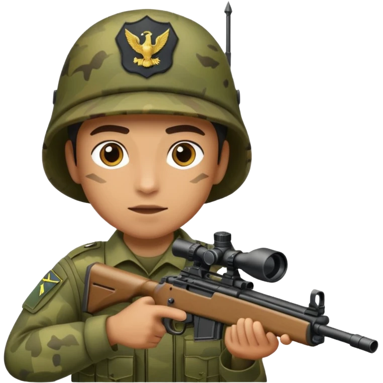 An army policeman aiming with a sniper rifle. emoji
