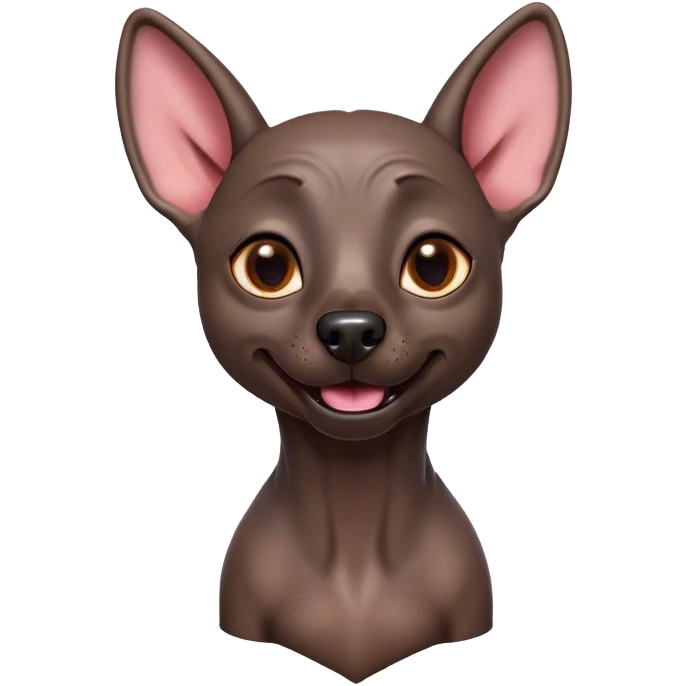 Cinematic Comical Xoloitzcuintle dog Portrait Emoji, Head tilted dramatically with an exaggeratedly amused expression, featuring smooth, hairless ebony skin with pronounced wrinkles and wide, expressive dark eyes filled with playful disbelief, Simplified yet hilariously expressive features, highly detailed, glowing with a slightly sassy glow, high shine, dramatic yet playful, stylized with an air of cheeky mischief, bright and endearing, soft glowing outline, capturing the essence of a spirited and over-the-top companion, so meme-worthy it feels like it could side-eye its way into internet fame instantly! emoji
