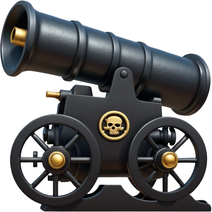 Black shiny huge big pirate ship cannon emoji